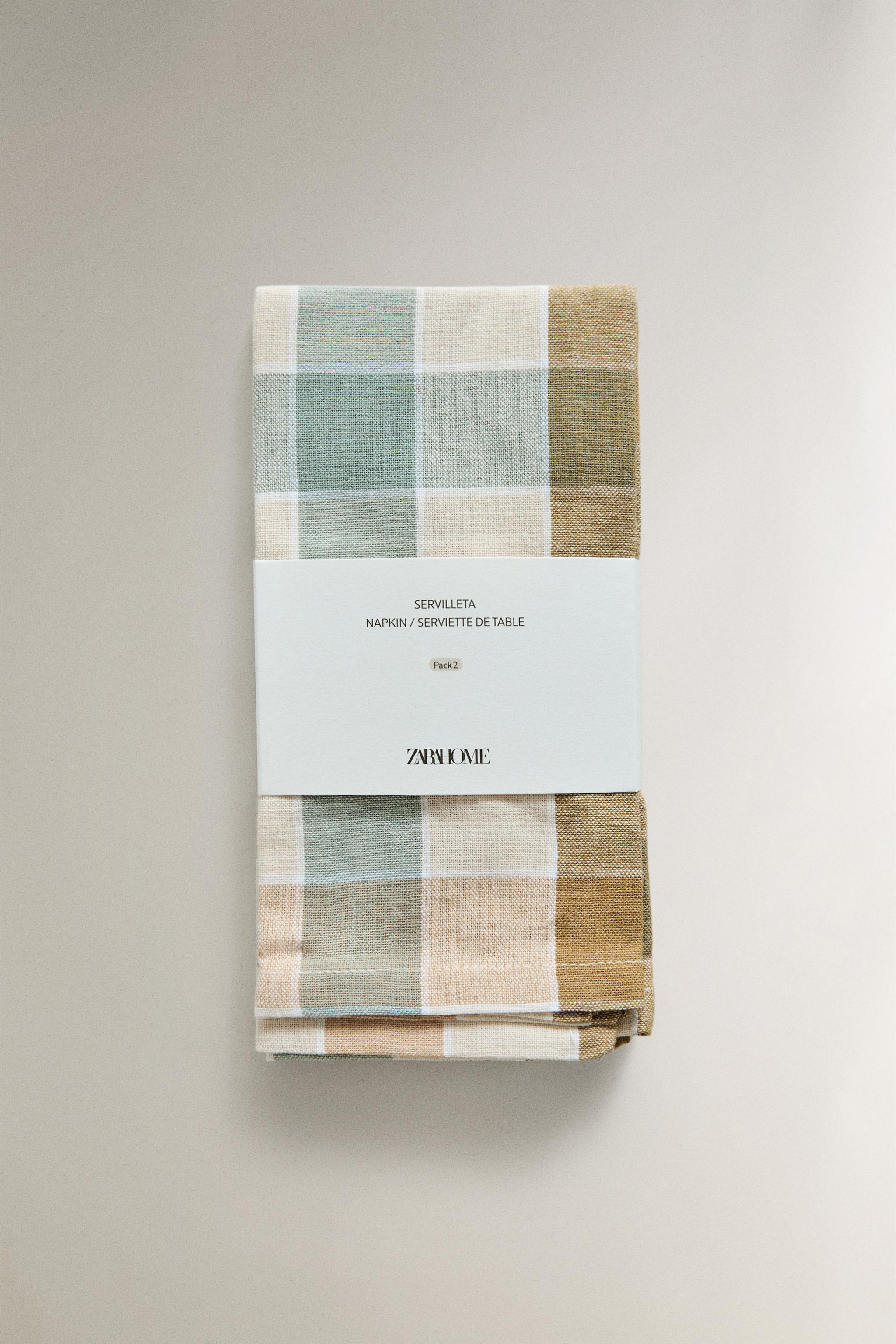 LOT DE SERVIETTES DE TABLE À CARREAUX EN FIL TEINTÉ (LOT DE 2)